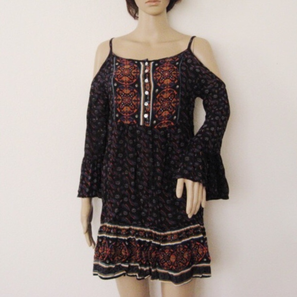 INNY Cold Shoulder Boho Mini Dress